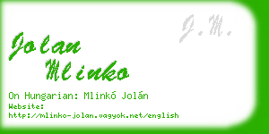 jolan mlinko business card